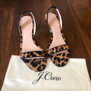 New J. Crew leopard sling backs sz. 6